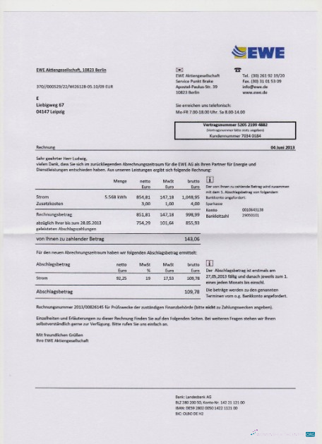 download download Germany EWE utility bill in PSD format photoshop template photoshop template